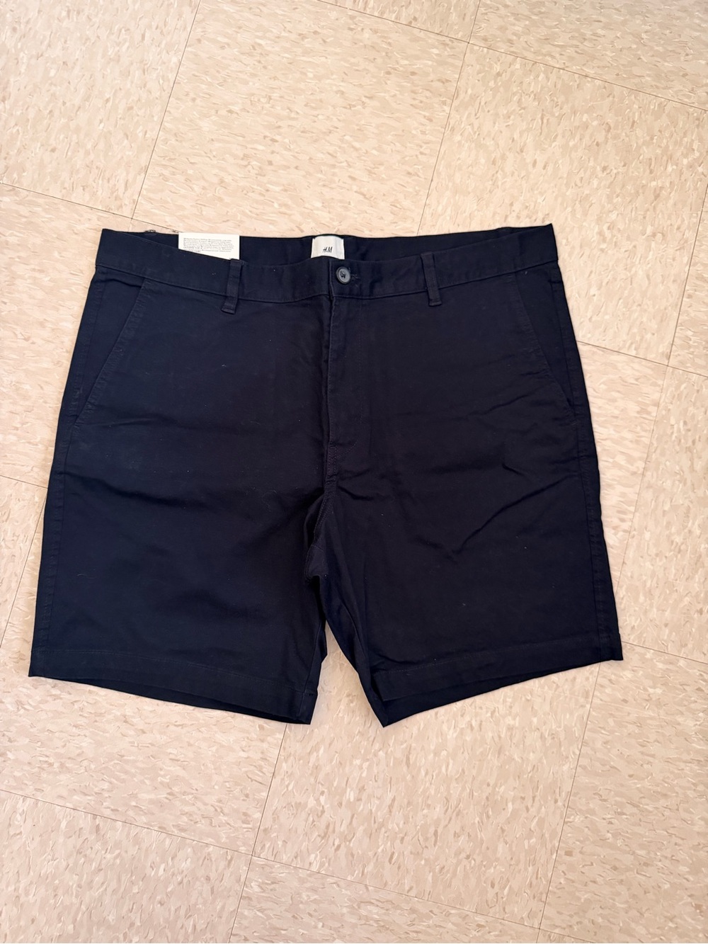 H&M Men's Navy Blue Classic Cotton Shorts Regular Fit Coupe New with Tags SZ 38